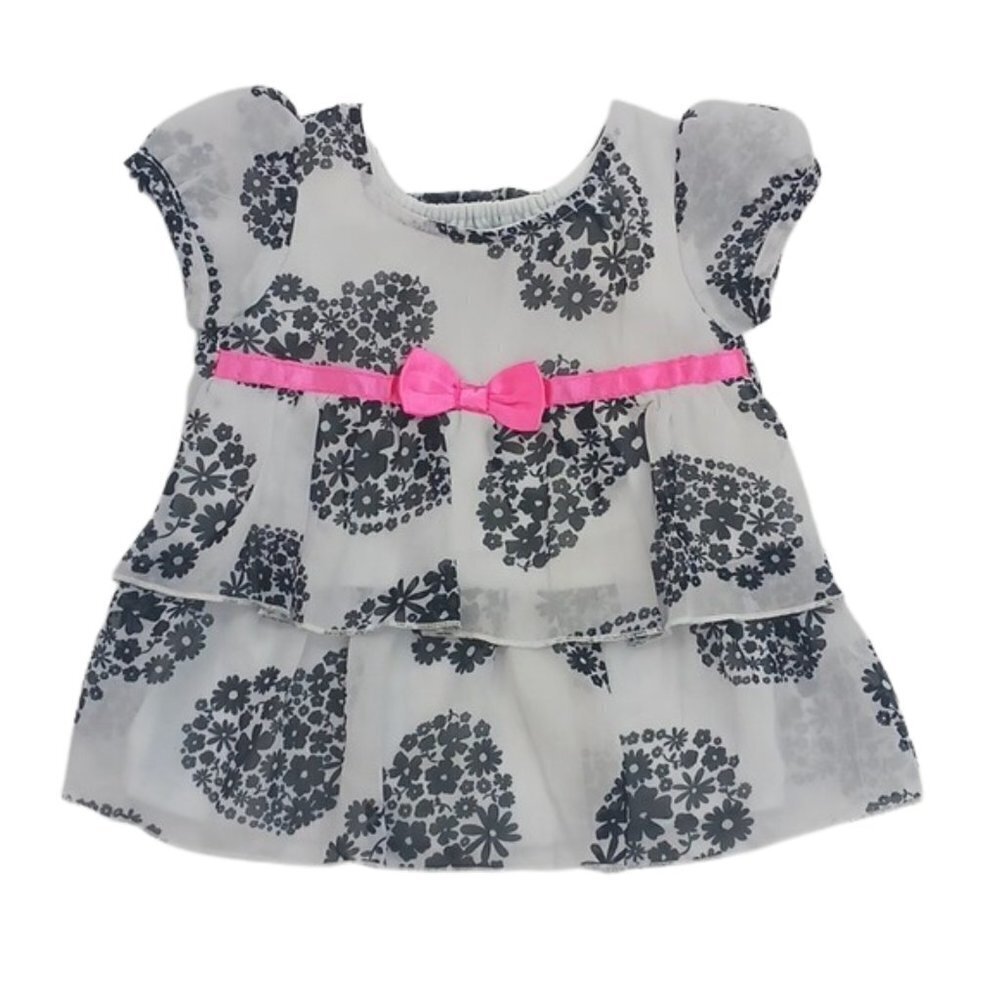 George Dress Baby Girl Short Sleeve Tiered Floral Sheer Size 3-6 Months